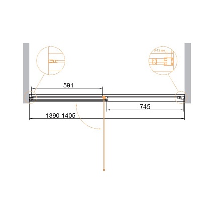 Душевая дверь Cezares Urban 140x195 URBAN-B-12-140-C-CR прозрачная, хром