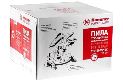 Торцовочная пила (стусло) Hammer (13180) flex 1200 вт, 4500 об/мин круг 210мм, гл.пропила 55мм STL1200/210C