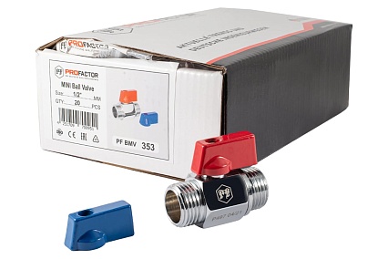 Шаровой кран PROFACTOR PF CHROME MINI для бытовой техники н/н 1/2 PF BMV 353