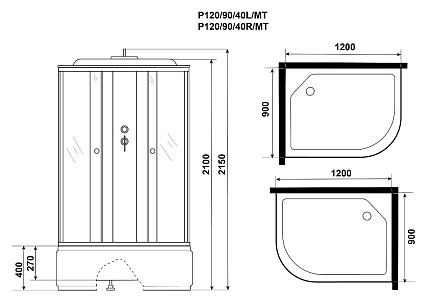 Душевая кабина Niagara Promo P120/90/40L/MT 120x90 стекло матовое, без г/м, L