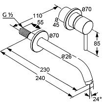 Смеситель для раковины Kludi Bozz 382450576 внешняя часть