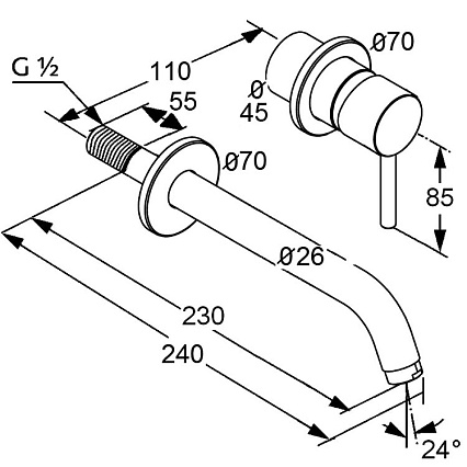 Смеситель для раковины Kludi Bozz 382450576 внешняя часть