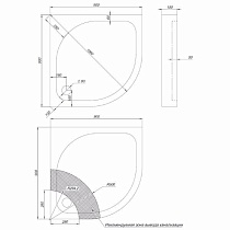 Поддон для душа Aquanet X1 90x90 четверть круга