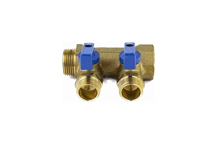 Коллектор Aquasfera латунь, шаровой кран, синий, 3/4", 3 выхода, 1/2", 35 мм 9025-02 027-8991