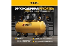 Воздушный компрессор Denzel ременной привод BCI3000-T/200, 3,0 кВт, 200 литров, 530 л/мин 58119