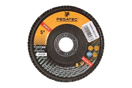 Круг лепестковый Т27 125x22 мм, P40 для стали Pegatec PSRFD125CA-40