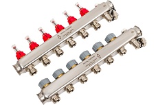 Коллектор в сборе Royal Thermo нержавеющая сталь, с расходомерами 1 ВР-3/4 НР, 6 выходов НС-1080952