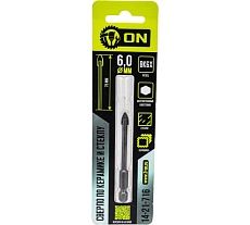 Сверло по керамике и стеклу твердосплавное 6x75 мм, шестигранный хвостовик ON 14-21-716