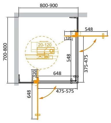 Душевой уголок Cezares SLIDER-AH-2-70/80-80/90-BR-NERO 70/80x80/90 бронзовый, черный