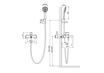 Смеситель для ванны Aquatek Оберон AQ1249