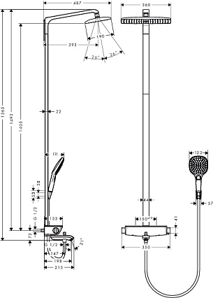 Душевая стойка Hansgrohe Raindance E Showerpipe 360 27113000 термостат