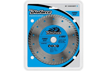 Диск алмазный Turbo basic 180x22.23x7.5x2.2 мм, сухой рез Diaforce 511180