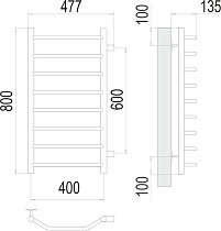 Полотенцесушитель водяной Terminus Виктория П8 400x800 БП600, 4670078530103