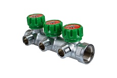 Латунный коллектор Terma 3/4&quot; в/н с 3-мя вент.кранами на 1/2&quot; (нар.резьбы) с выходами под 90 град (14020) 18575