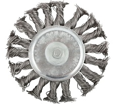 Корщетка, тип &quot;колесо&quot;, со штифтом, стальная витая проволока, 100 мм MOS 38494М