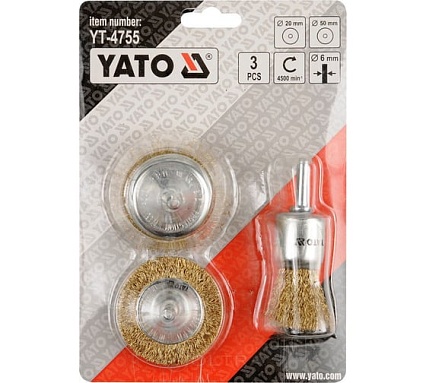 Набор круглых металлических щёток Yato 3пр. YT-4755 36484755 092 1