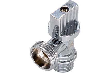 Шаровой угловой кран для бытовых приборов СТМ 1/2х3/4", ш/ш, c отражателем бабочка, хром CAMV1234