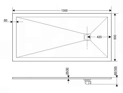 Поддон для душа RGW Stone Tray ST-G 90x130 графит