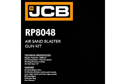 Пистолет пескоструйный пневматический JCB со сменными насадками и песком JCB-RP8048(58319)