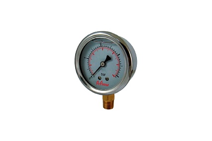 Манометр от 0 до 1.6 бар из нержавеющей стали, D63 мм, NPT 1/4", штуцер снизу A-Flow G20-S-4N-63A-1,6bar