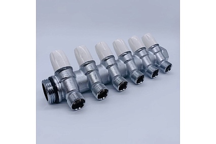 Коллектор Tiemme 6 отводов, регулируемый 1"х1/2(16) MAXIMA (никель) 1860084 / 1868K