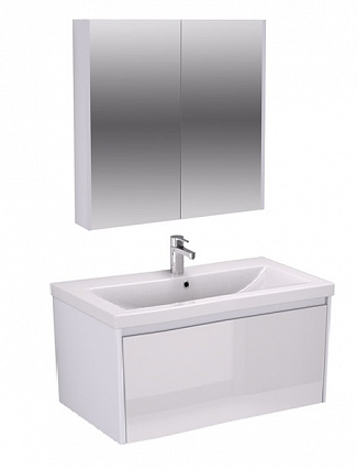 Мебель для ванной Velvex Klaufs 90 см подвесная, 1 ящик белый глянец