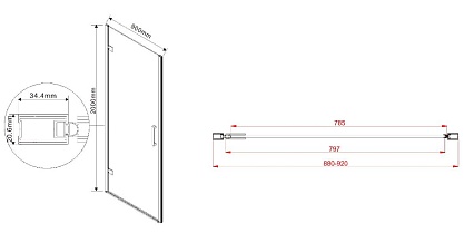 Душевая дверь Vincea Flex VDP-1F900CG 90x200 хром, тонированное