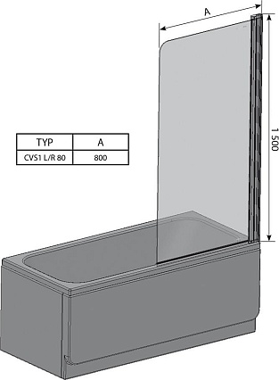 Шторка для ванны Ravak Chrome CVS1-80 R