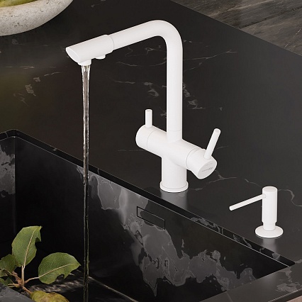 Смеситель для кухни WasserKRAFT A8357, под фильтр, белый матовый