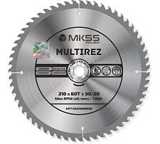 Диск пильный универсальный MKSS Toolbox MU2100 210x60Тх1.5/2.4x30/20мм Multirez MU21006030