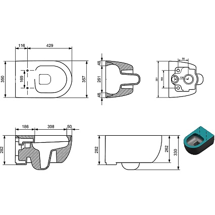 Подвесной унитаз Allen Brau Priority 4.31001 безободковый