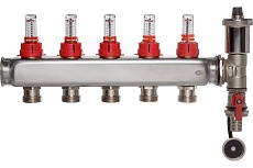 Коллектор ColSys p887 5 выходов с расходомерами, автоматическим воздухоотводчиком и дренажным шаровым краном 188710505