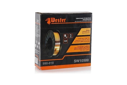 Проволока сварочная SW 10500 1 мм, 5 кг, омедненная, катушка Ф200 мм Wester 45588