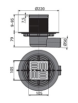 Трап для душа Alcaplast APV101 105x105/50 выпуск боковой, гидрозатвор