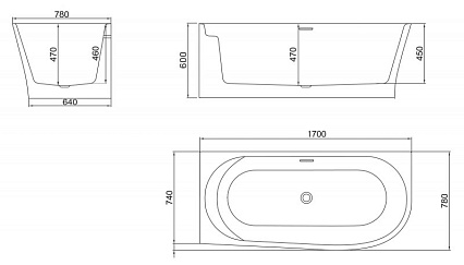 Акриловая ванна BelBagno BB410 L 170x78 белый