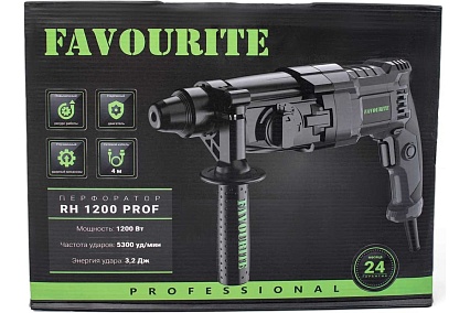 Перфоратор Favourite 1200 вт, 3.2 дж, 0-5300 уд/мин, 0-1200 об/мин, sds+, кабель 4 м RH 1200 PROF