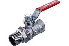 Шаровой кран Giacomini R254DL 1/2&quot;, внутренняя/наружная, ручка-рычаг красный, хромированный R254LX003