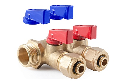 Коллектор с шаровыми кранами PROFACTOR в/н 3/4" х 2 вых 16 цанга PF MVP 266.2