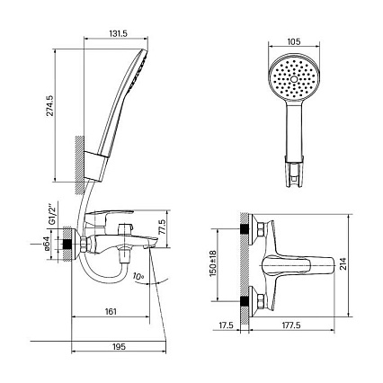 Смеситель для ванны Iddis Ray RAYWT02i02 белый матовый