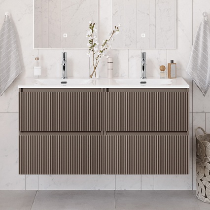 Тумба с раковиной BelBagno Uno 120 см, 4 ящика, Бежевый матовый