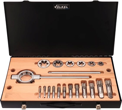 Набор метчиков и плашек VOLKEL G(BSP) 1/8 -1.0 HSS-G 26 предметов V48020