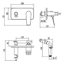 Смеситель Lemark Bronx LM3720BL с гигиеническим душем, черный