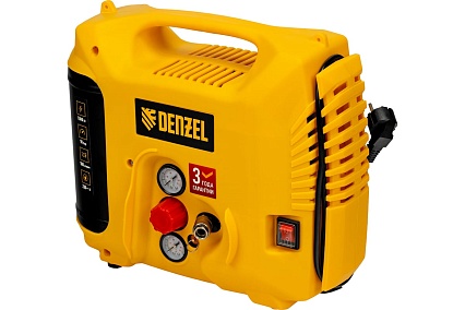Воздушный компрессор Denzel dl1300, 10 бар, 1,3 квт, 180 л/мин, 5 л, с набором аксессуаров 58011