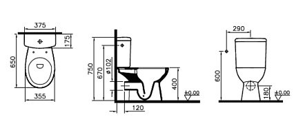 Унитаз компакт Norm Himmel 9864B099-7207 безободковый c термопластовым сиденьем микролифт