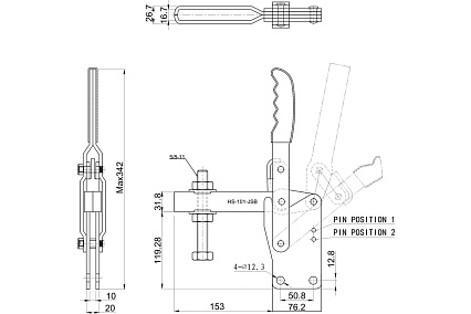 Зажим с вертикальной рукоятью HS CLAMP HS-101-JSB