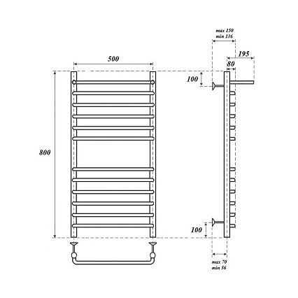 Полотенцесушитель электрический Point PN09158SPE П11 50x80 с полкой, хром