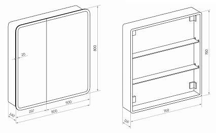 Зеркальный шкаф Континент Emotion LED 80x80 с подсветкой, МВК030