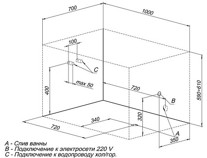 Акриловая ванна Aquanet Seed 100x70 00216308