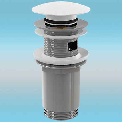 Донный клапан Alcaplast A392B с большой заглушкой с переливом, белый
