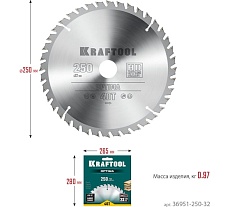 Диск пильный по дереву Kraftool Optima 250x32 мм, 40Т 36951-250-32